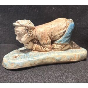 Vtg Chalkware‎ Golfer Blowing on Ball Figurine Hand Painted Golf Funny Sports